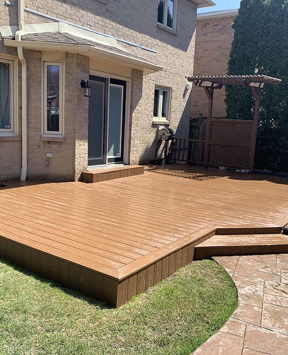 Backyard deck and stairs from wood