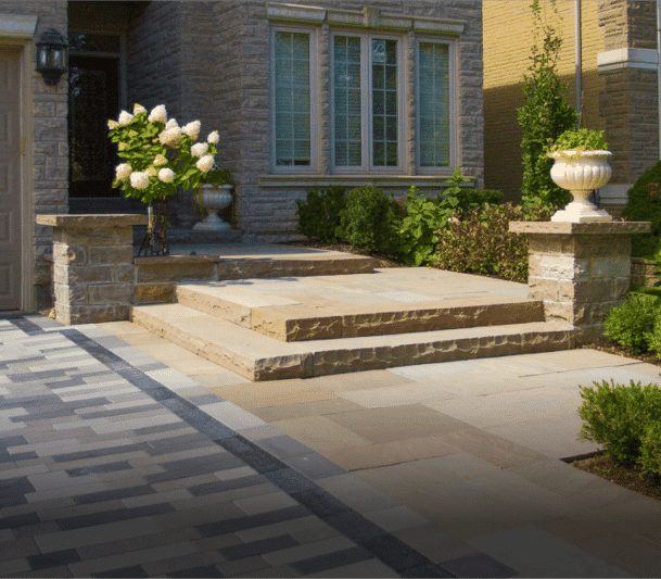 Retaining walls and interlocking steps and porch Toronto