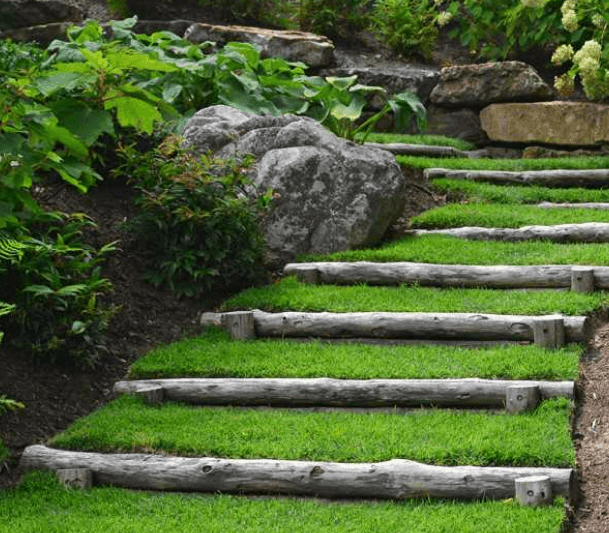 Interlocked steps with grass EcoPro