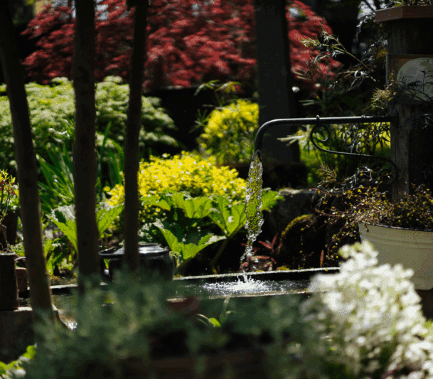 Small home waterfall for watering plants