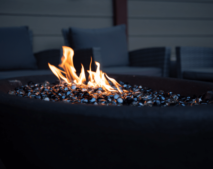 Outdoor fire pit at night