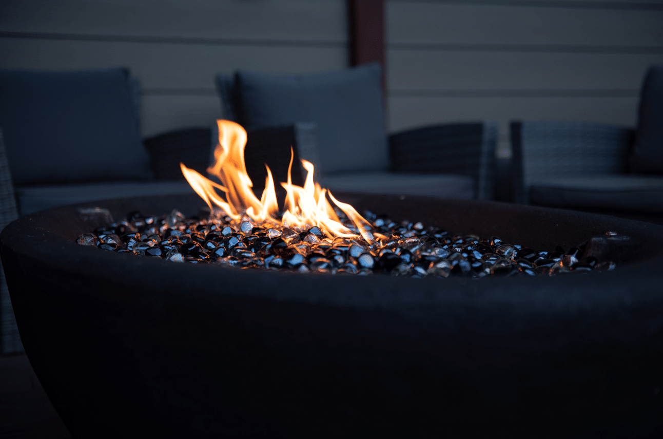 Outdoor fire pit at night