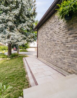 Interlocking walkway in frontyard