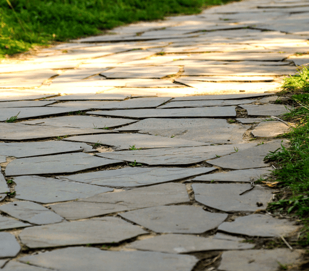 Flagstone walkway in the yard