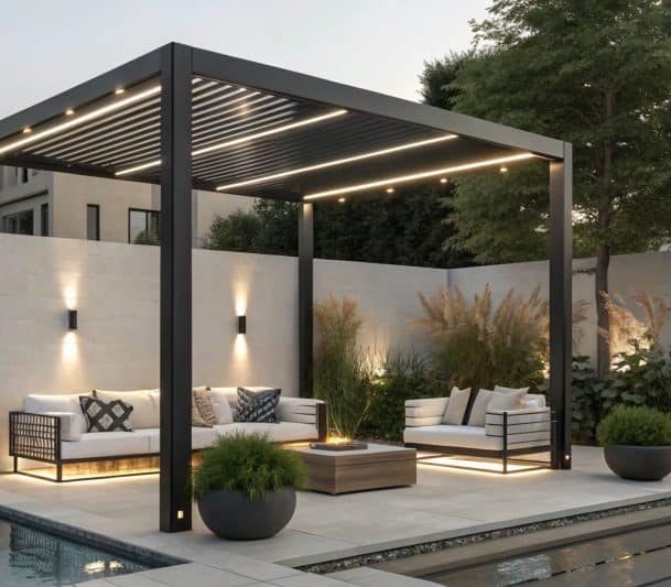 poolside pergola construction