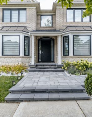interlocking porch with plants