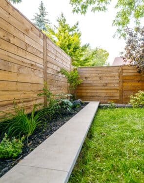 Retaining wall with shrubs