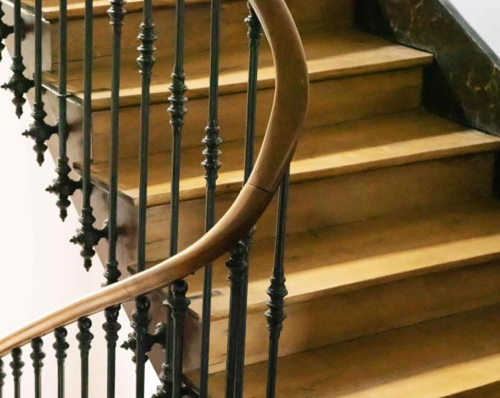 wooden stair railing