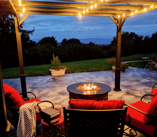 Outdoor fire pit in the backyard