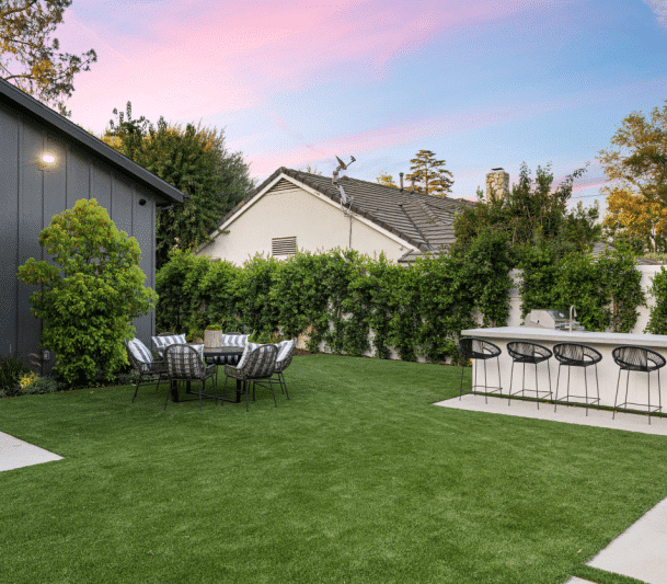 Artificial turf backyard